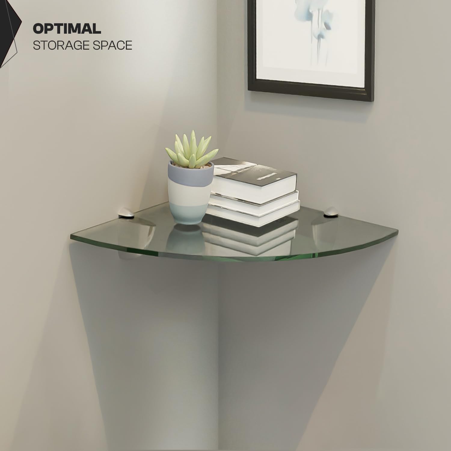 Fab Glass and Mirror Corner Glass Shelf, 6" x 6", Clear