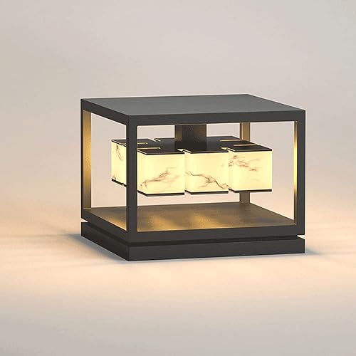 Miniatura 9 de ZEELYDE Luces de poste para exteriores, lámpara de pilar clásica china de imitación de mármol, luz de pilar de puerta de mármol, lámpara de pie de