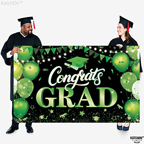 Image of KatchOn, XtraLarge Congrats Grad Banner - 72x44 Inch | Green and Black Congratulations Backdrop | Graduation Banner Class of 2026, Graduation Decorations Class of 2026 | Graduation Decorations 2026