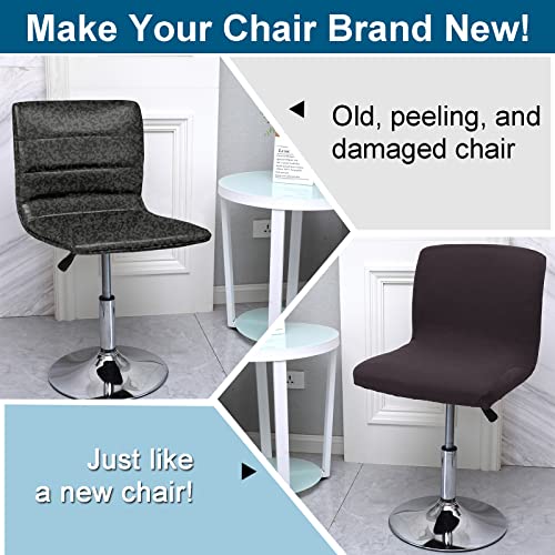 Image of WOMACO Bar Stool Cover with Back Printed Dining Room Square Swivel Barstool Chair Seat Cushion Slipcover for Counter Height Mid Low Back Chair Protector (2, Coffee)