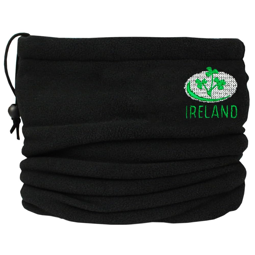 TeddyT's Ireland Rugby & Irish Clover Design Black Thermal Toggle Fleece Snood