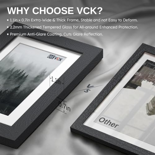 Image of VCK 12x16 Picture Frame 5 Pack, Black Exclusive Wood, Real Glass, for Photo
