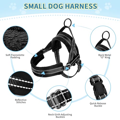 Slowton STP35BS No Pull Small Dog Harness And Leash Set, Puppy Soft Vest Harness Neck & Chest Adjustable, Reflective Lightweight Harness & Anti-Twist Pet Lead Combo thumb #3