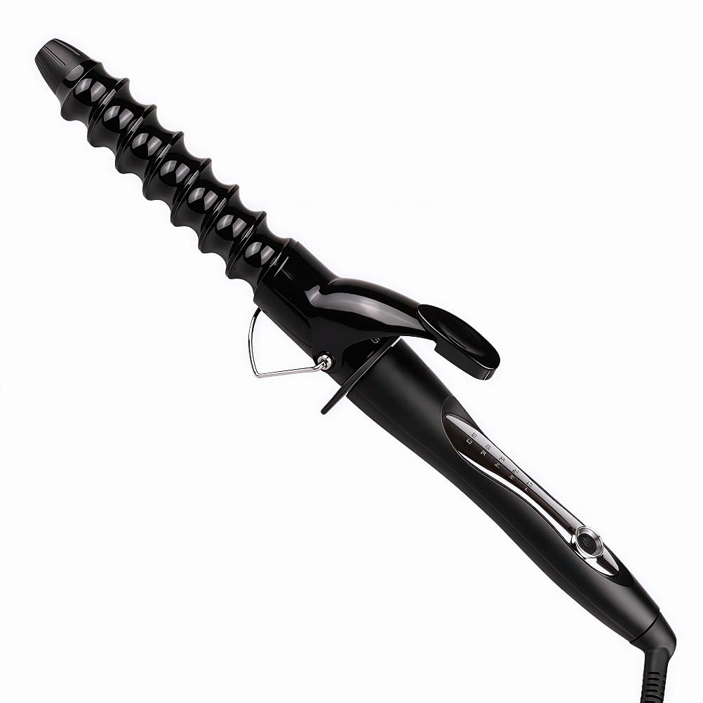 Spiral Curling Iron 32mm/1.25 Inch Hair Curler Waver, 1 1/4 Inch Electric Spiral Curling Wand for Long/Medium Hair, LCD Display Beach Waving Hair Curler Iron Dual Voltage