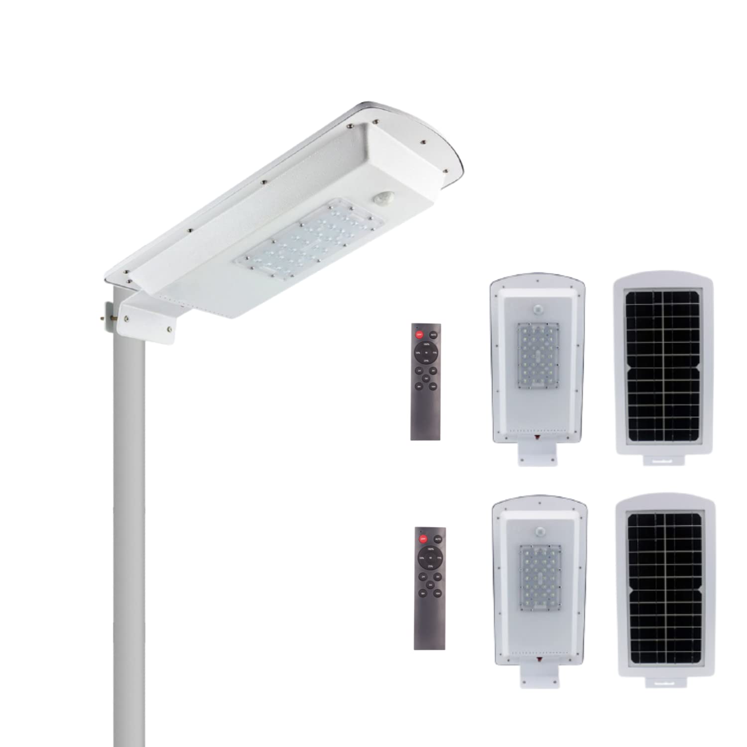 Homehop 80W [15 LED WATT] All in One Solar Street Lights Outdoor Waterproof Wall Lamp for Home Garden with Remote, Automatic ON/Off, 15AH LifePo4 Battery(White, Pack of 2)