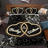 Personalized Valentine's Day Balloon Heart Customization Bedding Sets with Name Twin Size Duvet Cove