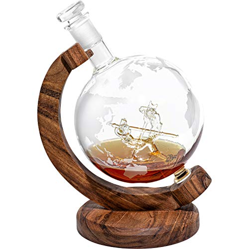 JAG Corps Etched Globe Whiskey Decanter- Judge Advocates Generals Gifts w/JAG Emblem - Unique Personalized Gift for Promotion, Retirement or Milestone - JAG Gift, Unique Judge Advocates Generals Gift