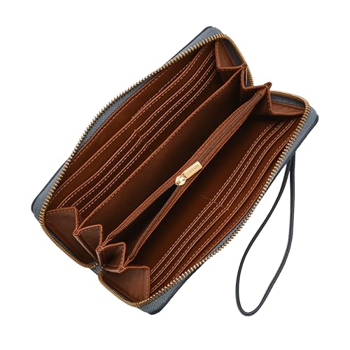 Image of Fossil Women's Logan Leather RFID-Blocking Zip Around Clutch Wallet with Wristlet Strap for Women