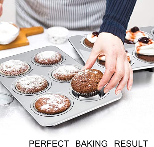 Image of 6-Cup Muffin Tray for Baking | Durable Aluminum Cupcake Tray, Microwave Safe, Easy to Clean Mould | Ideal Mould for Bakery Uses,Cupcakes, Jelly | Multi-Purpose Tray - 10 Inches,Silver