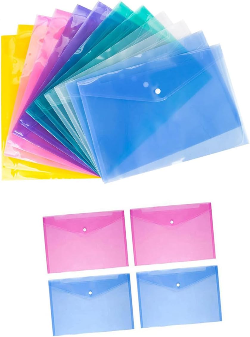 STOBOK 12 Pcs Colored Envelopes Folders with Pockets