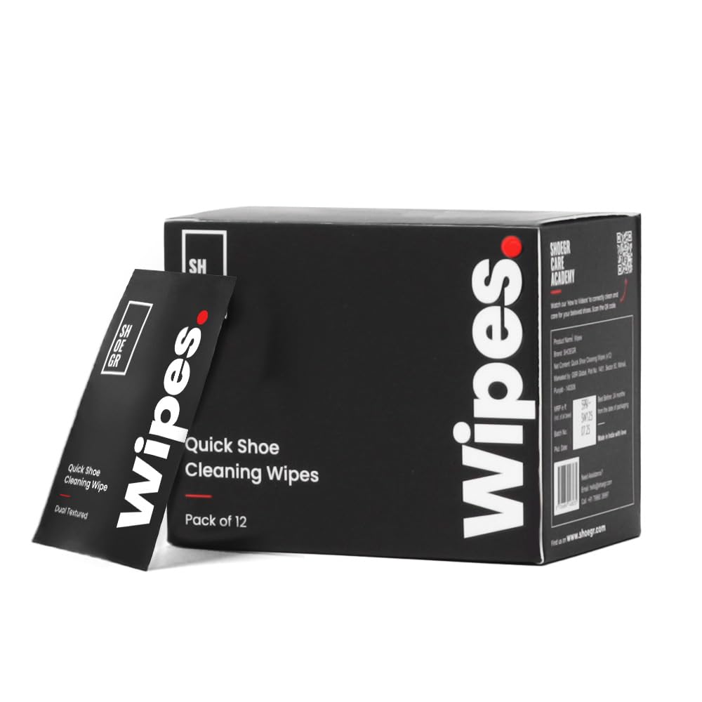 SHOEGRInstant Sneaker Cleaning Wipes | Dual Textured Shoe wet wipes For Tough Stains | Superior Shoe Cleaner Wipes for Sneakers, Nubuck, Canvas, Suede, Boots, Knit, Multi Materials