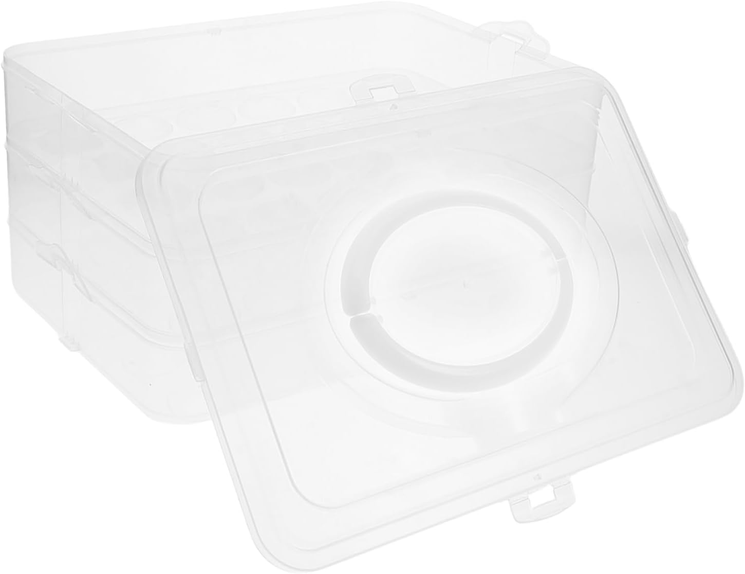 Portable Dispenser Lid for Eggs Stackable Storage Organizer for Refrigerator for Holidays and Events Includes Convenient Handle and Secure Locking Mechanism