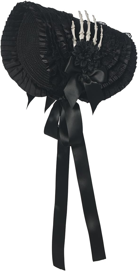 Victorian Womens Tea Party Sun Hat Lolita Bows Florals Flat Straw Hats Brown