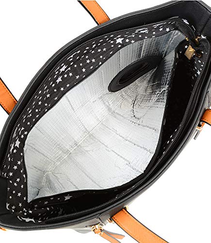 Bolso Tote con Compartimento para Vino Negro/Plata miniatura 4