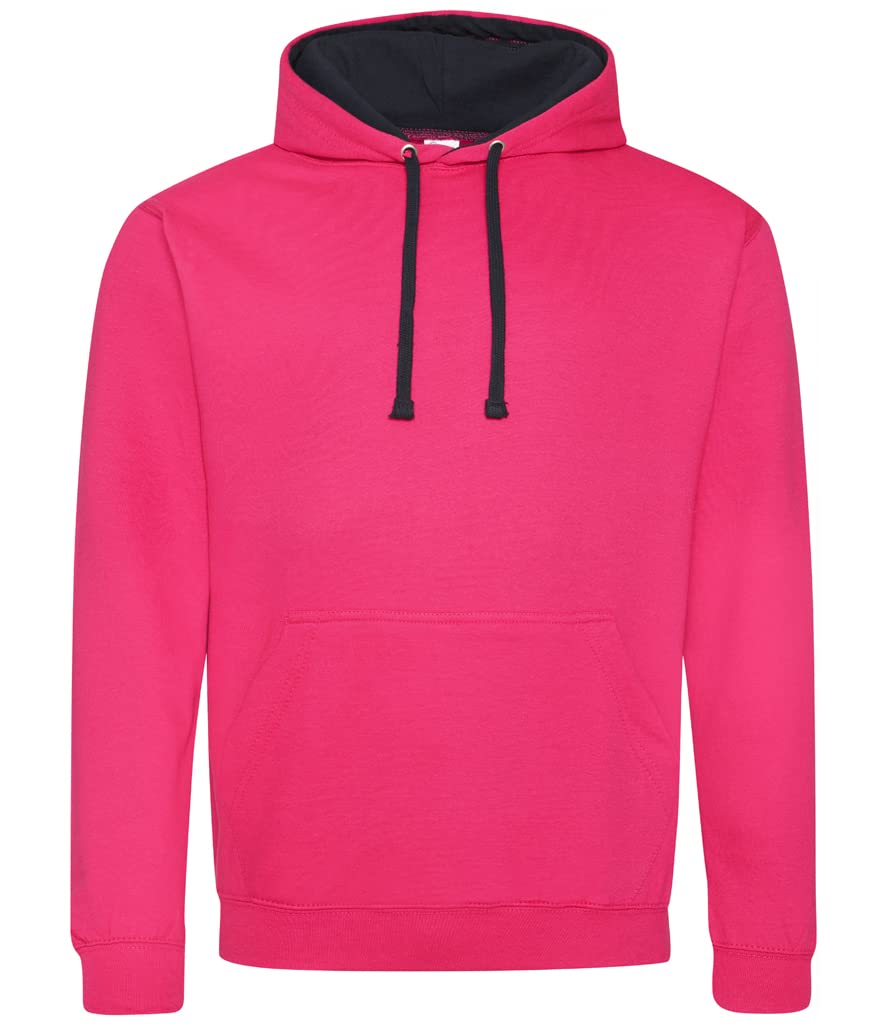 AWDis Men's Varsity Hoodie, Multicoloured (Hot Pink/French Navy), XX-Large