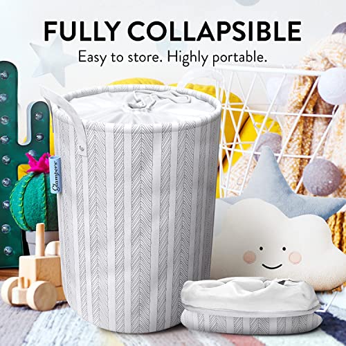 Glampers Laundry Hamper 43/46/54L | Large Laundry Baskets With Sturdy Handles | Collapsible Kids Hamper For Dirty Clothes, Toys | Large, Silver #TOP2