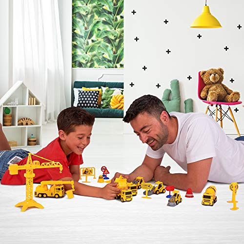 Construction Trucks Toy Set Toys for Kids Boys and Girls Age 3 Year Old & Up – Fun, Educational & Interactive vehicles STEM Toys – Life-like & Attention to Details – Complete Construction Equipment