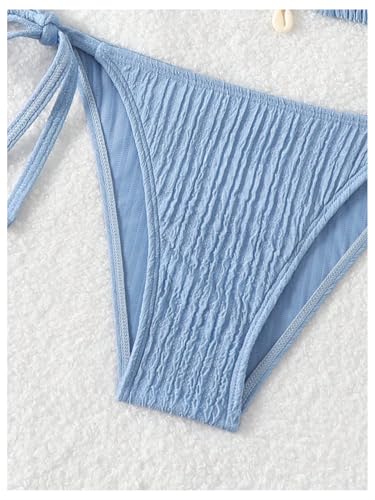 Floerns Women's Bikini Set Textured Halter Triangle Tie Side Bottom 2 Piece Bathing Suit4
