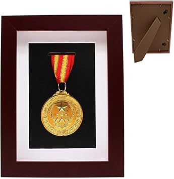 Solid Wood Medal Display Box Photo Frame-Marathon Medal Display Framemilitary Medal Display Cabinet-Marathon Medal Storage Boxfits All Sports Winners, Military Medal Badge Medal 8.2*6.2 Inch