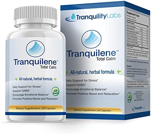Tranquility Labs Tranquilene Total Calm - Stress Relief - All Natural Herbal Supplement - 60 Capsules - Extra Strength with Ashwagandha, Bacopa, B-Complex & More