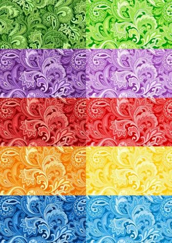 Image of 8 inchx8 inch 50pcs Cotton Fabric Squares for Sewing Quilting Supplies- Paisley | Good quality fat quarters fabric bundles 100% cotton beautiful patterns fabric squares perfect for quilting projects