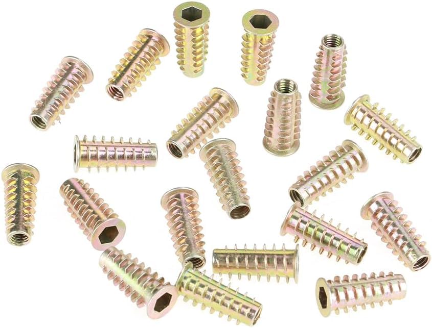Tools Compatible with Zinc Alloy Hex Nut, M6x25mm Nuts Type Threaded Hex Drive Head Zinc Alloy Wire Furniture Hex Socket Screw for Wood Insert, Thread Locking Inserts