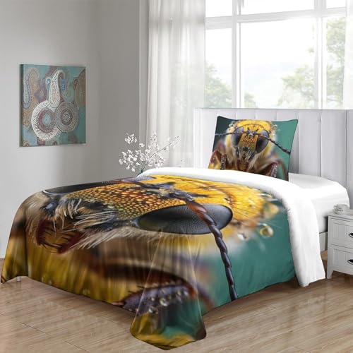 Housse de couette insectes fermeture éclair pour lit simple 135x200