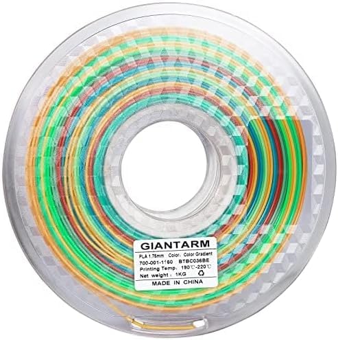 Image of GIANTARM 3D Printer Filament,1.75mm Rainbow PLA Filament,Color Changing Filament 1kg Spool (2.2lbs),Muticolor Filament with Vacuum Packaging