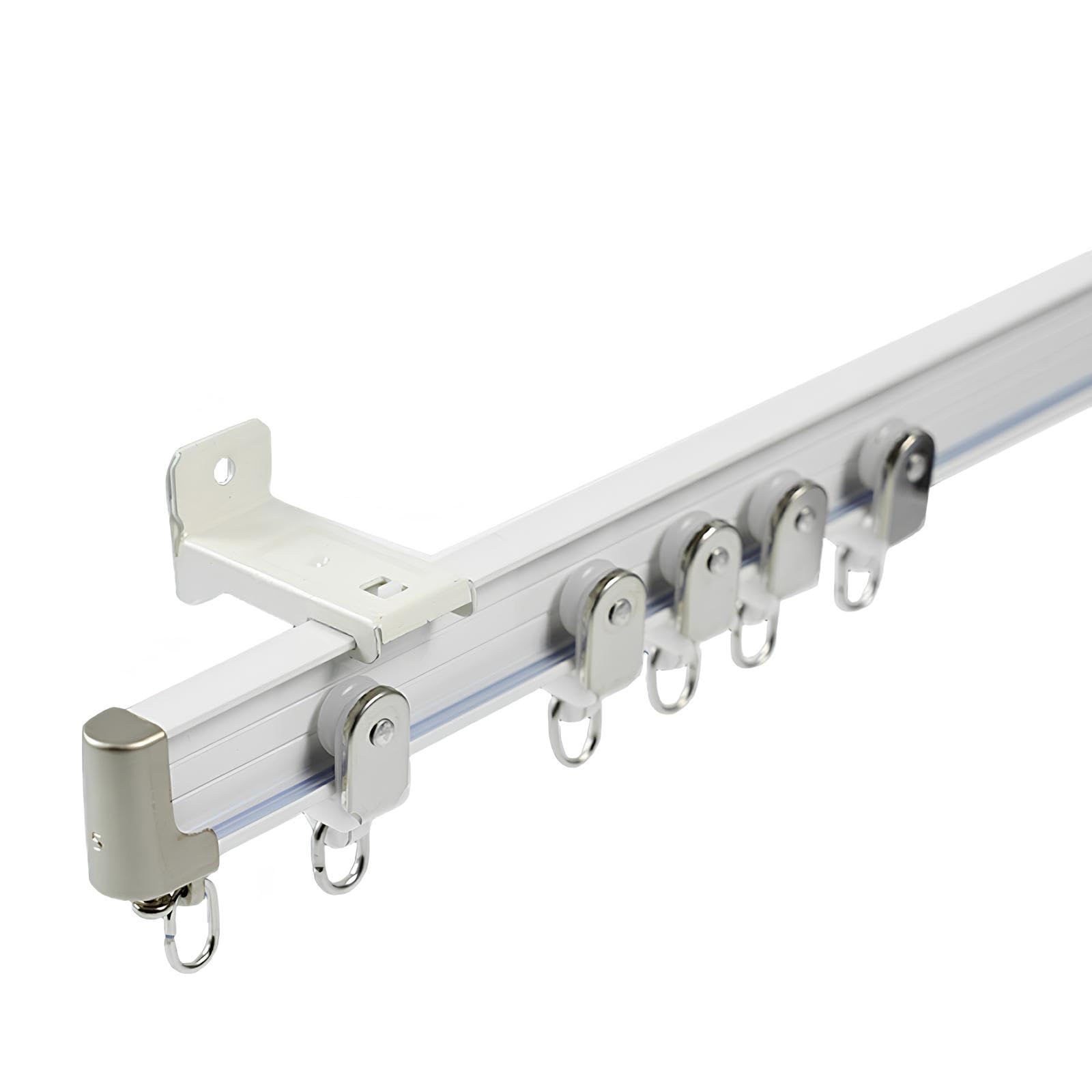 WQPMNYG 5m Flexible Aluminum Curtain Track System - Adjustable Curved & Foldable Rail for Ceiling or Wall Mount Perfect for Drapes & Curtains - White Color Easy Installation