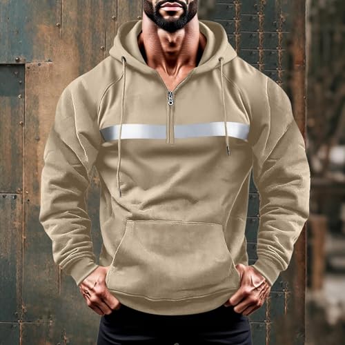 Ymosrh Men's Hoodies, Pullover Quarter Zip Long Sleeve Reflective Cargo Work Hooded Sweatshirts with Pockets, S-2XL4