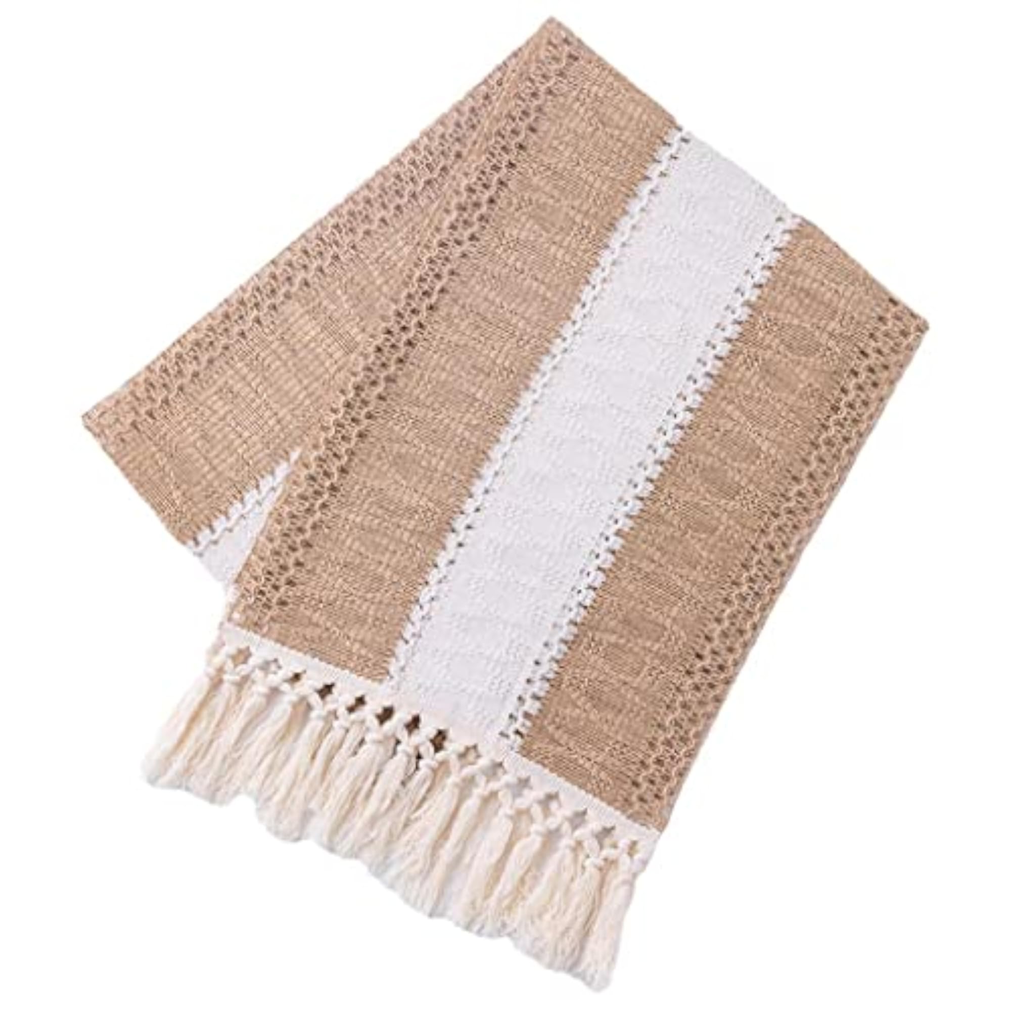 Macrame Table Runner with Hollow Tassels for Boho Party