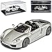 Produktbild Porsche 918 Spyder Cabrio Silber 2013-2015 mit Sockel und Vitrine 1/43 Ixo Modell Auto mit individiuellem Wunschkennzeichen