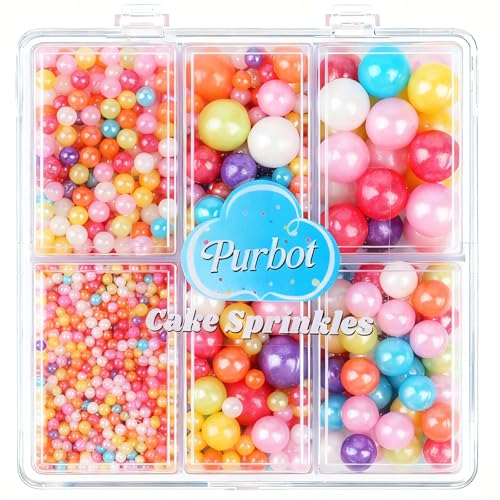 Image of Rainbow Sprinkles for Cake Decorating, 4 Sizes130g /4.6oz Edible Rainbow Pearl Sprinkles for Cupcake, Ice Cream, Donuts, Macaron Toppings Supplies (2mm, 4mm, 7mm, 1cm)