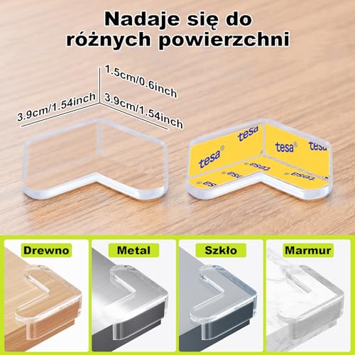 ECHOCUBE Ochraniacze narożników dla niemowląt, 30 sztuk przezroczystych ochraniaczy krawędzi stołu, zabezpieczenie narożników mebli przed dziećmi - kształt L