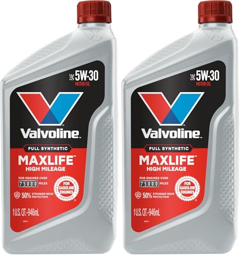 Image of Valvoline Full Synthetic High Mileage with MaxLife Technology SAE 5W-30 Motor Oil 1 QT (Pack of 2)