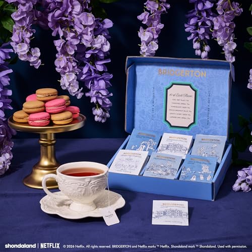 Image of Bridgerton The Tea Collection Officially Licensed Tea Gift Set, 60 Premium Tea Bags with Herbal, Black & Green Tea Blends Bridgerton Inspired Tea Box for Fans and Book Lovers