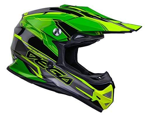 Vega Helmets Unisex-Child Youth Off Road Helmet (Green Stinger Graphic, Medium)