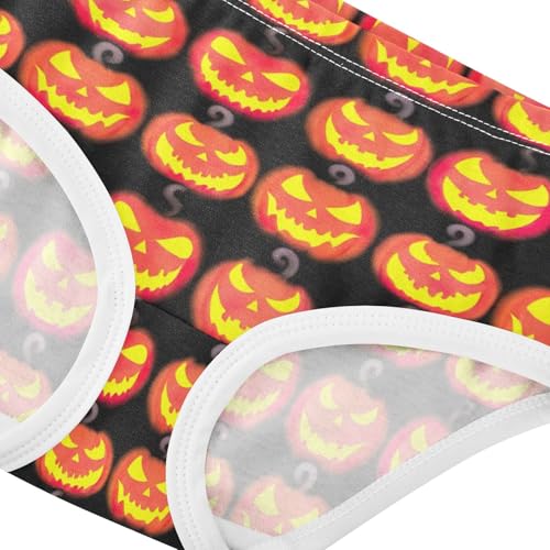 Girls Underwear Toddler 2t Cotton Panties for Girl Colorful Briefs Kids Undies Glowing Orange Pumpkin Faces4