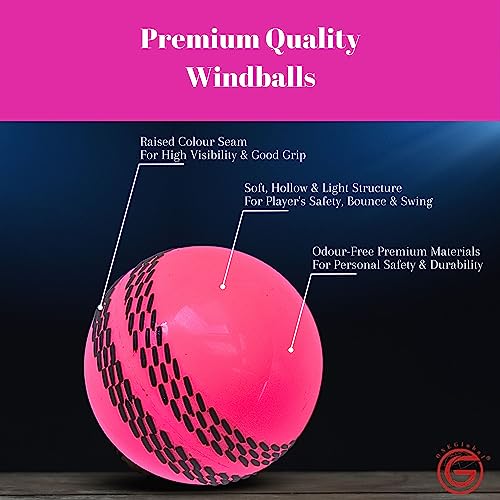 ONEGlobal Premium Windball Soft Cricket Ball, 3-PINK, 7.2 centimètres - Image 2