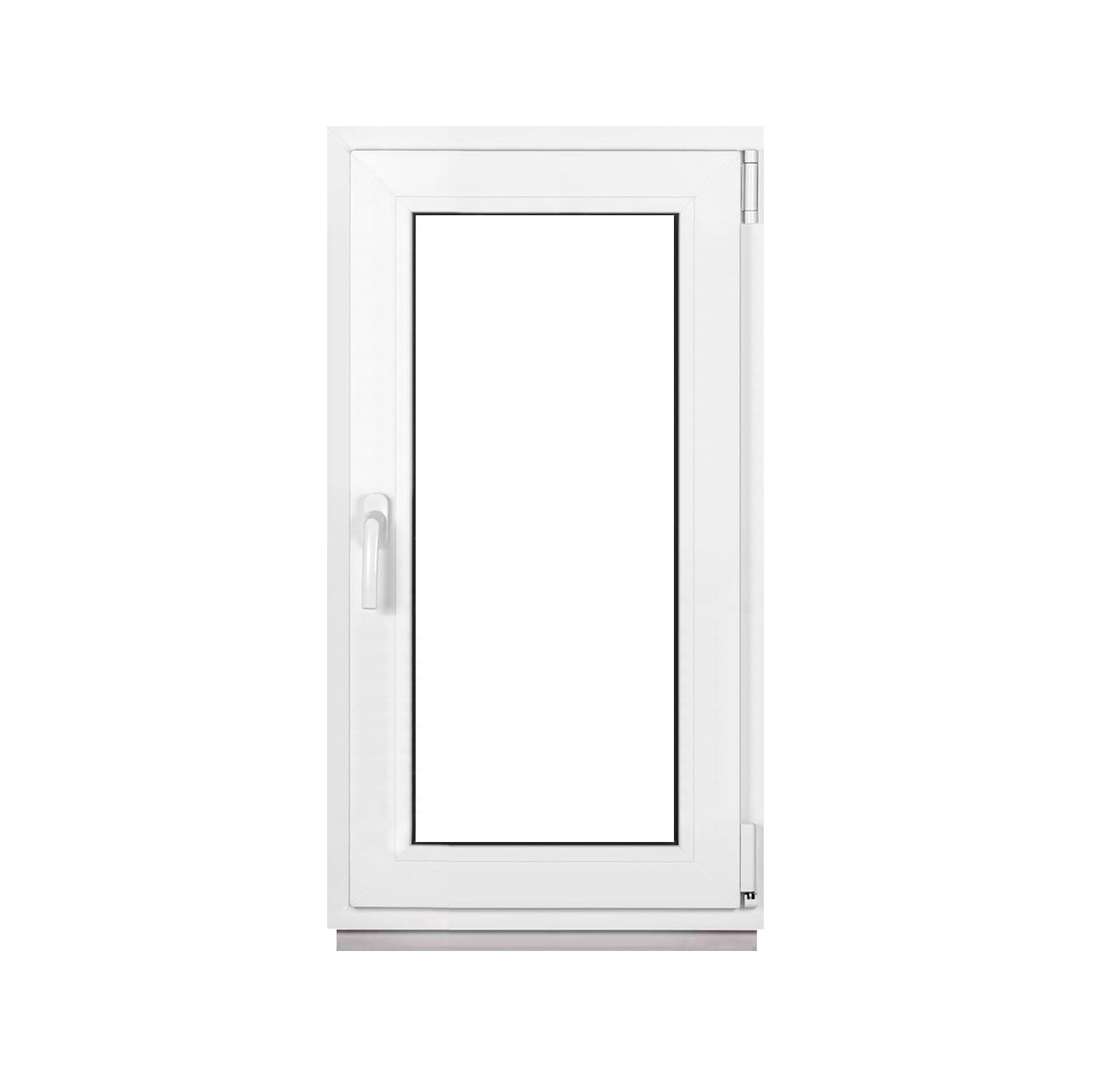 Finestra in Plastica Bianca, Larghezza x Altezza 65 x 110 cm (650 x 1100 mm), Triplo Vetri (32 mm), Anta-Ribalta, Girevole DIN Destra – Premium