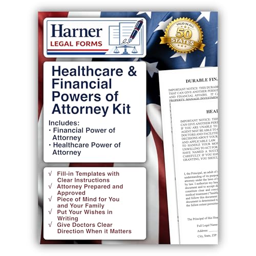 Healthcare & Financial Powers of Attorney Kit, Durable Financial POA and Medical Power of Attorney Forms with Instructions