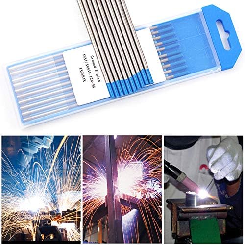 Welding Electrodes, 10pcs Tungsten Welding Electrodes Lanthanides Electrode Tip 2.4×150mm (Red Tip)