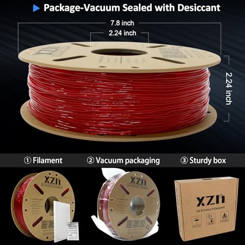 XZN TPU Filament 1.75mm für 3D-Drucker, 95A TPU Flexibel Filament 3D Drucker Filament 1kg Spule,TPU Transparent Rot – Bild 6