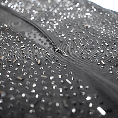 Image of Jigfar Women's Sexy Rhinestone Sheer Mesh See Through Bodycon Dress Birthday Party Club Night Outfits