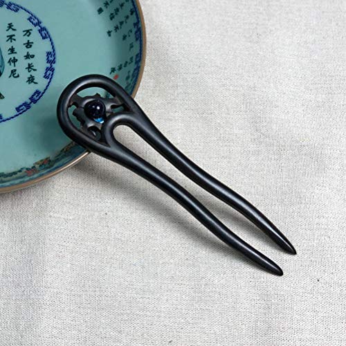 Lurrose Natural Sandalwood Hair Fork U-Shaped Hair Pin Chignon Hair Stick Hairstyle Accessory for Women Girls - Image 3