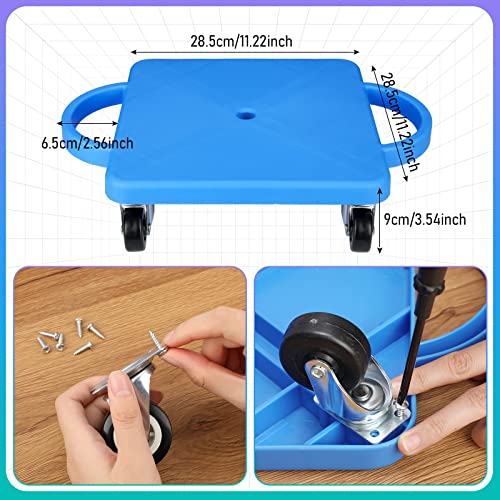 6 Pieces Sports Scooter Board Bulk Sitting Scooter Board With Handles Plastic Casters Sport Flat Scooter For Kids Children Gym Indoor Outdoor Activities Play Equipment #TOP1