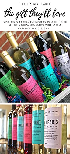 Wine Bottle Labels For Wedding Gift, Milestones, Bridal Shower, Engagement Party, Bachelorette Party, Or Wedding Gift – Set Of 6 (Unique Wine Bottle Labels) #TOP7