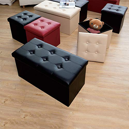 image for EYLAEM Ottoman with Storage, 15 Inches Footrest Stool Cube Boxes, Fold