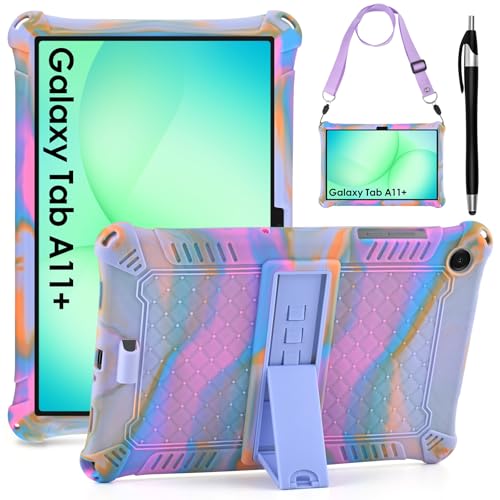 KATUMO Silicone Case for Samsung Galaxy Tab A11 Plus / A11+ 11 Inch 2025 (SM-X236B/X230/X235) Soft Rubber Cover with Stylus Pen Shoulder Strap Case for Galaxy TabA11 Plus+