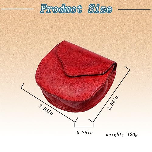 1PCS Leather Coin Purse for Women Coin Purse for Men Push Button Small Coin Purse Change Purse for Women Can Hold Cards, Coins, Folded Bills (Red)2